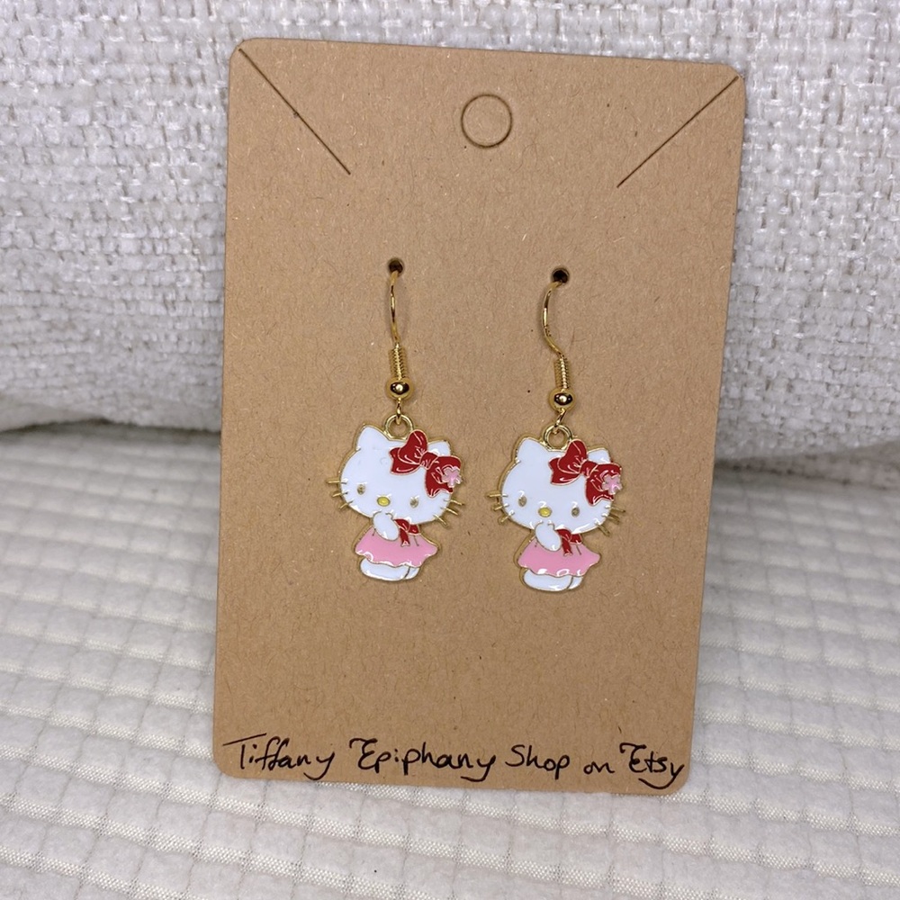 Hello Kitty Inspired Red Bows Hello Kitty Earrings NWT